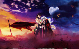Anime couple sunset clouds stars - a sunset background free wallpaper
