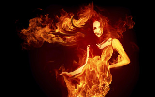 Woman mask fire arms spread - a mask free wallpaper