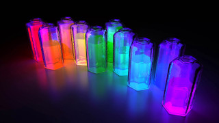 Bottles colorful light black background - fluorescent free wallpaper for desktop
