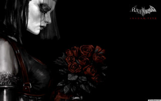 Woman holding bouquet roses batman - dark art free wallpaper