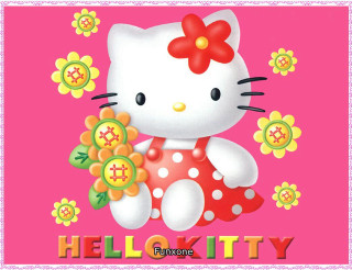 Hello kitty flowers bow head - head and the words free wallpaper