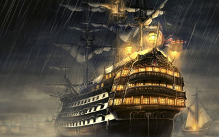 Ship ocean flag mast painting - a painting of a ship in the ocean free wallpaper