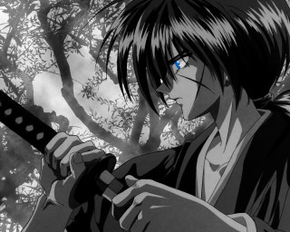 Man sword tree blue eyes - a black jacket free wallpaper
