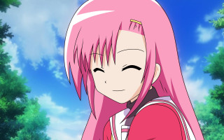 Girl pink hair backpack forest - aguri uchida free wallpaper