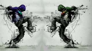 Dancing arms around split screen - graffiti art free wallpaper