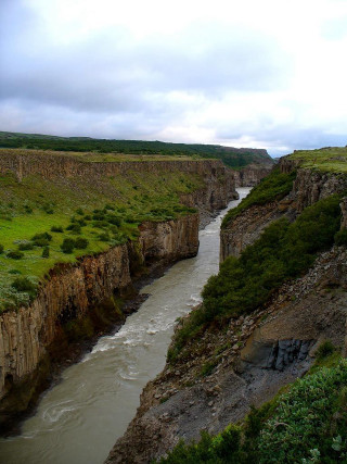 River lush green valley hillside - free landscape wallpaper for mobile