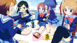 Girls gathered around table food - food free wallpaper