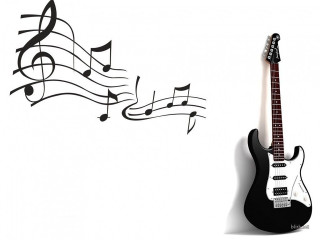 Guitar musical notes wall sticker - grunge free wallpaper
