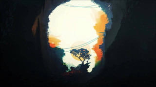 Tree cave sun silhouette painting - rossdraw global illumination free wallpaper