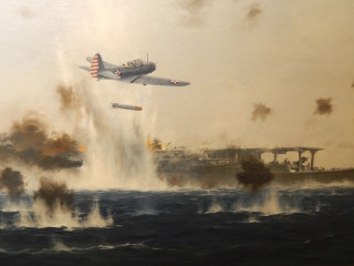 Plane ship ocean smoke flying - a painting of a plane free wallpaper