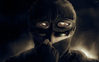 Man mask green eyes hand - a mask free wallpaper