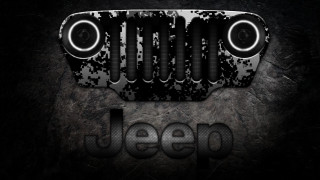 Jeep emblem camouflage black background - concrete art free wallpaper