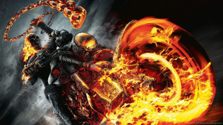 Man motorcycle fire road chain 3 - digital painting free wallpaper for desktop
