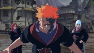 Anime characters courtyard buildings sword - the background and a person free wallpaper for desktop