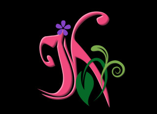 Pink green letter flower leaf 3 - letter free wallpaper
