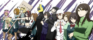 Anime characters group purple white - gapmoe yandere grimdark free wallpaper