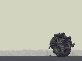 Giant ball of stuff person - pixel art free wallpaper