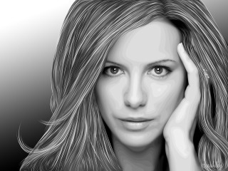 Woman long hair black white 7 - photo of her face free wallpaper