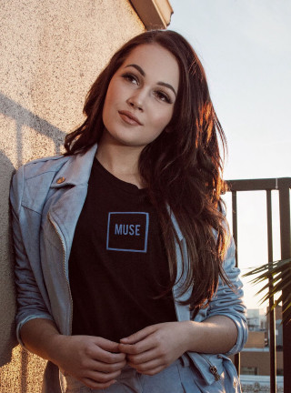 Woman standing wall black shirt - graffiti free wallpaper for mobile