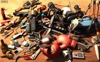 Tools equipment wine gloves raytraced - a dirt ground free wallpaper