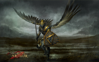 Knight sword wings painting heroic - his back free wallpaper