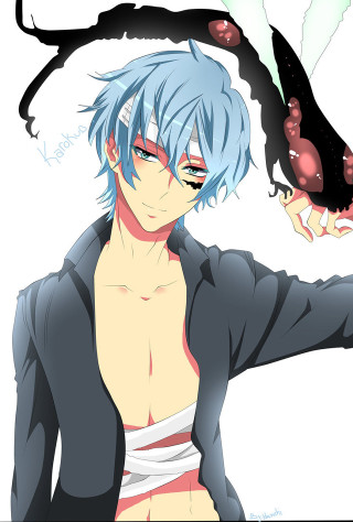 Blue hair man bird anime - his shoulder free wallpaper for mobile