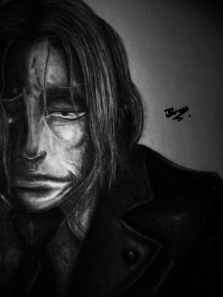 Long hair man tie face - a charcoal drawing free wallpaper