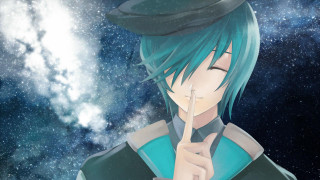 Person hat finger up stars - a sky free wallpaper