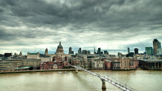 City bridge cloudy sky river - a view of a city free wallpaper