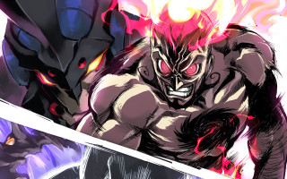 Man sword demon flames background - flame free wallpaper