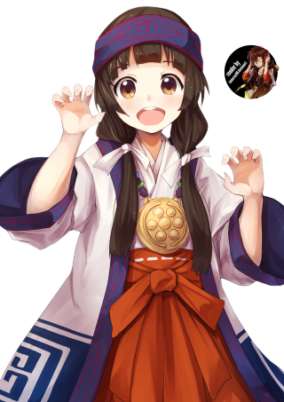 Girl costume gold medal button - a button free wallpaper