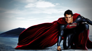Superman crouching heroic pose cape - his hip free wallpaper for desktop