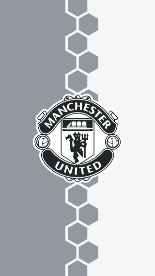 Manchester united logo black white - hexagonal free wallpaper for mobile