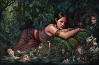 Woman moss forest people monkey - a monkey free wallpaper