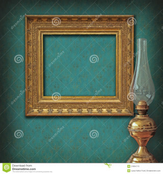 Gold frame lamp turquoise wall - against free wallpaper for tablet