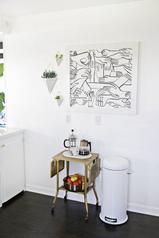 Kitchen table white refrigerator painting - temporary free wallpaper