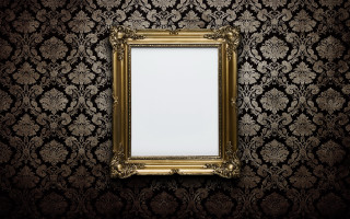 Gold framed mirror black damask - a gold frame free wallpaper