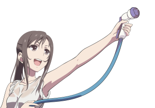 Woman holding blowdryer hose smile - her other hand free wallpaper for desktop