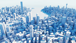 3d city river tall buildings - city free wallpaper