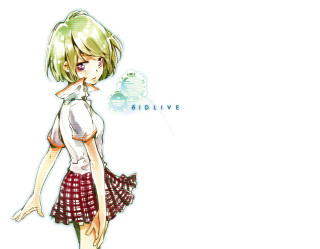 Girl green hair plaid skirt - vivid free wallpaper for desktop