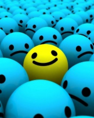 Yellow smiley blue balls black 4 - blue ball free wallpaper