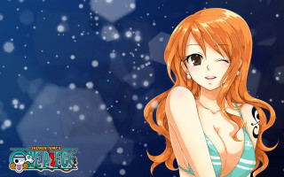 Anime girl red hair snowy - a snowy background free wallpaper