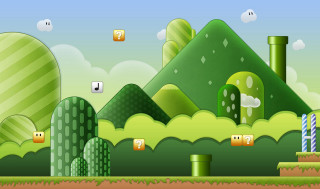 Cartoon green landscape trees mountains - a cartoon free wallpaper