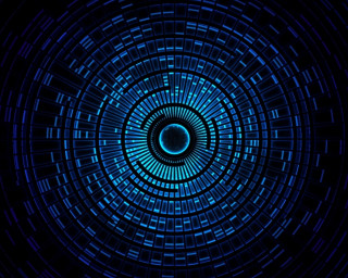 Blue circular pattern black background 3 - circular free wallpaper for desktop