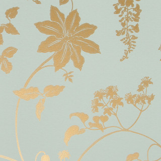 Gold flower design blue background - a wallpaper free wallpaper for tablet