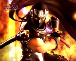Man black outfit sword flames - flame behind free wallpaper