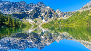 Mountain lake trees reflection blue - auseklis ozol free wallpaper for desktop