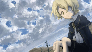 Person sitting rock sky background - the sky above them free wallpaper