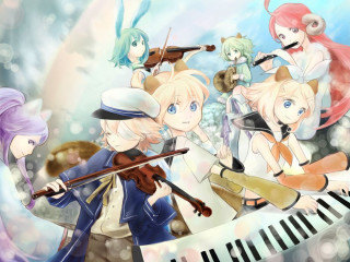 Anime musicians piano keyboard music - official art free wallpaper for desktop