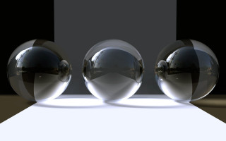 Three shiny balls white surface - evariste vital luminai free wallpaper